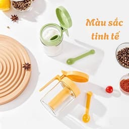 Lọ Đựng Gia Vị Boro 🍀FREESHIP🍀 Hũ Đựng Muối Đường Thủy Tinh Có Tay Cầm Có Thìa Để Ngăn Riêng Chống Ẩm. 8