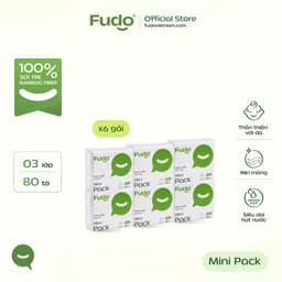 Khăn giấy Fudo gói rút Mini 3 lớp 100% sợi tre tự nhiên, không tẩy trắng thấm hút tốt, siêu tiện lợi 3