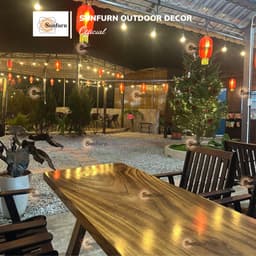 Ghế CAFE Gỗ Dầu Sân Vườn SUNFURN SF450 | Ghế Gỗ Ngoài Trời Không Thấm Nước | Chân chữ A – Chịu Lực 130kg 5
