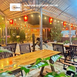 Ghế CAFE Gỗ Dầu Sân Vườn SUNFURN SF450 | Ghế Gỗ Ngoài Trời Không Thấm Nước | Chân chữ A – Chịu Lực 130kg 2