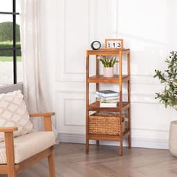 Kệ Góc Tường Gỗ Tràm 4&5 Tầng - Kệ Đa Năng Decor Phòng Khách Nhà Tắm, Để Cây Cảnh, Sách Decor 7
