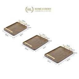 Khay Gỗ Tre Tự Nhiên Tay Cầm Kim Loại Mạ Vàng - Khay Trà, Decor Bánh Ngọt, Chụp Ảnh Sang Trọng 7