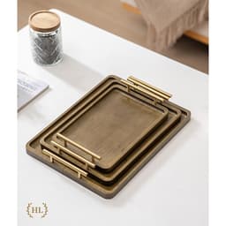 Khay Gỗ Tre Tự Nhiên Tay Cầm Kim Loại Mạ Vàng - Khay Trà, Decor Bánh Ngọt, Chụp Ảnh Sang Trọng 5