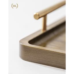 Khay Gỗ Tre Tự Nhiên Tay Cầm Kim Loại Mạ Vàng - Khay Trà, Decor Bánh Ngọt, Chụp Ảnh Sang Trọng 4
