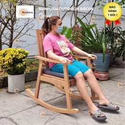 Ghế Bập Bênh Thư Giãn SUNFURN KÈM NỆM - Gỗ Tự nhiên, Chịu Lực 120kg (Rocking Chair Cao Cấp Cho Người Già, Trung niên) 6