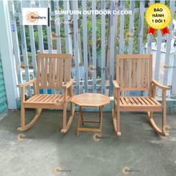 Ghế Bập Bênh Thư Giãn SUNFURN KÈM NỆM - Gỗ Tự nhiên, Chịu Lực 120kg (Rocking Chair Cao Cấp Cho Người Già, Trung niên) 5