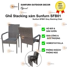 Set 6 Ghế Mây Nhựa Xếp Chồng (Stacking) SUNFURN - Khung Sắt Sơn Tĩnh Điện Chống Gỉ (Sân vườn, Homestay, Bãi biển, Resort 2