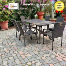 Set 6 Ghế Mây Nhựa Xếp Chồng (Stacking) SUNFURN - Khung Sắt Sơn Tĩnh Điện Chống Gỉ (Sân vườn, Homestay, Bãi biển, Resort 8