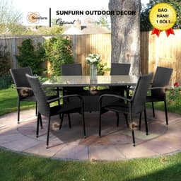 Set 6 Ghế Mây Nhựa Xếp Chồng (Stacking) SUNFURN - Khung Sắt Sơn Tĩnh Điện Chống Gỉ (Sân vườn, Homestay, Bãi biển, Resort 7