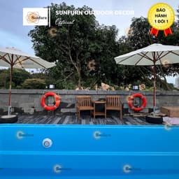 Ghế Loveseat Bench SUNFURN - Ghế Đôi Sân Vườn Có Bàn Giữa & Lỗ Cắm Dù, Gỗ Bạch Đàn Nam Phi Cao Cấp (Dài 1m76) 4