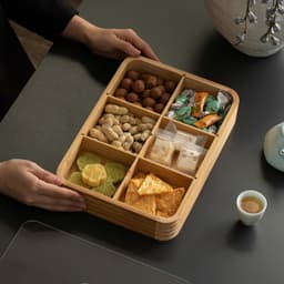 SALE Khay hũ đựng bánh kẹo mứt ngày tết bằng gỗ nâu óc chó đẹp đám cưới hot trend  vuông tròn bàn trà sang trọng GIÁ RẺ 7