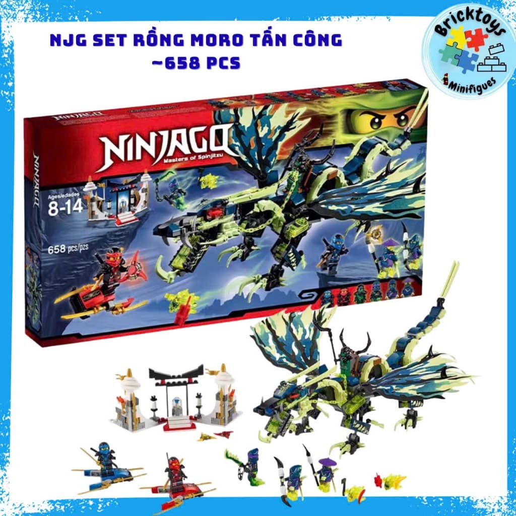 [ Có Sẵn ] Đồ chơi xếp hình mô hình NJ nhân vật set Attack of the Morro Dragon- Cuộc tấn công rồng moro - 658pcs