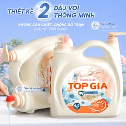 Nước Giặt Xả TopGia 4.5KG 2 Vòi Cao Cấp – Lưu Hương 100H, Kháng Khuẩn 99%, Thơm Dịu Nhẹ, Giặt Sạch Mềm Vải 3