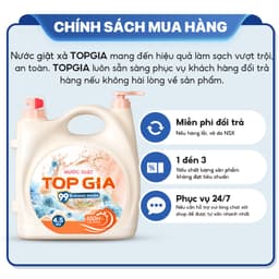 Nước Giặt Xả TopGia 4.5KG 2 Vòi Cao Cấp – Lưu Hương 100H, Kháng Khuẩn 99%, Thơm Dịu Nhẹ, Giặt Sạch Mềm Vải 9
