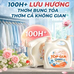 Nước Giặt Xả TopGia 4.5KG 2 Vòi Cao Cấp – Lưu Hương 100H, Kháng Khuẩn 99%, Thơm Dịu Nhẹ, Giặt Sạch Mềm Vải 4