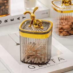 Hộp đựng bánh kẹo tết, tăm bông, hộp MIKA bông tẩy trang tăm xỉa răng trang sức vuông trong suốt 4