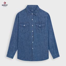 [ẨN] Áo Sơ Mi Nam Dài Tay GENVIET JEANS Chất Denim Thoáng Mát Thấm Hút Form Suông Vừa 8925 1