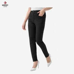 [ẨN] Quần Dài Jean Nữ GENVIET JEANS Dáng Slim Cơ Bản Màu Đen – Ôm Gọn Dáng, Co Giãn Thoải Mái 9114 4