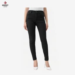 [ẨN] Quần Dài Jean Nữ GENVIET JEANS Dáng Slim Cơ Bản Màu Đen – Ôm Gọn Dáng, Co Giãn Thoải Mái 9114 3