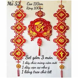 Set 3 Món Decor Tết 2026 Trang Trí Nhà Cửa & Cửa Hàng – Mành Treo Chữ Tết + Dây Vạn Sự Như Ý + Dây Chúc Mừng Năm Mới 8