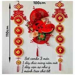 Set 3 Món Decor Tết 2026 Trang Trí Nhà Cửa & Cửa Hàng – Mành Treo Chữ Tết + Dây Vạn Sự Như Ý + Dây Chúc Mừng Năm Mới 3