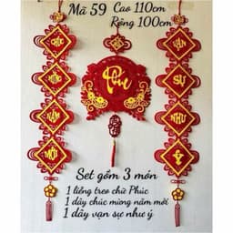 Set 3 Món Decor Tết 2026 Trang Trí Nhà Cửa & Cửa Hàng – Mành Treo Chữ Tết + Dây Vạn Sự Như Ý + Dây Chúc Mừng Năm Mới 5