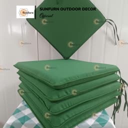 SET 2 Nệm Ngồi Ghế 39x39cm, Vải Polyester Trượt Nước Cao Cấp - Đệm Lót Ghế Gỗ cafe, Chống Thấm Màu Xanh lá (2 Cái/Túi) 3