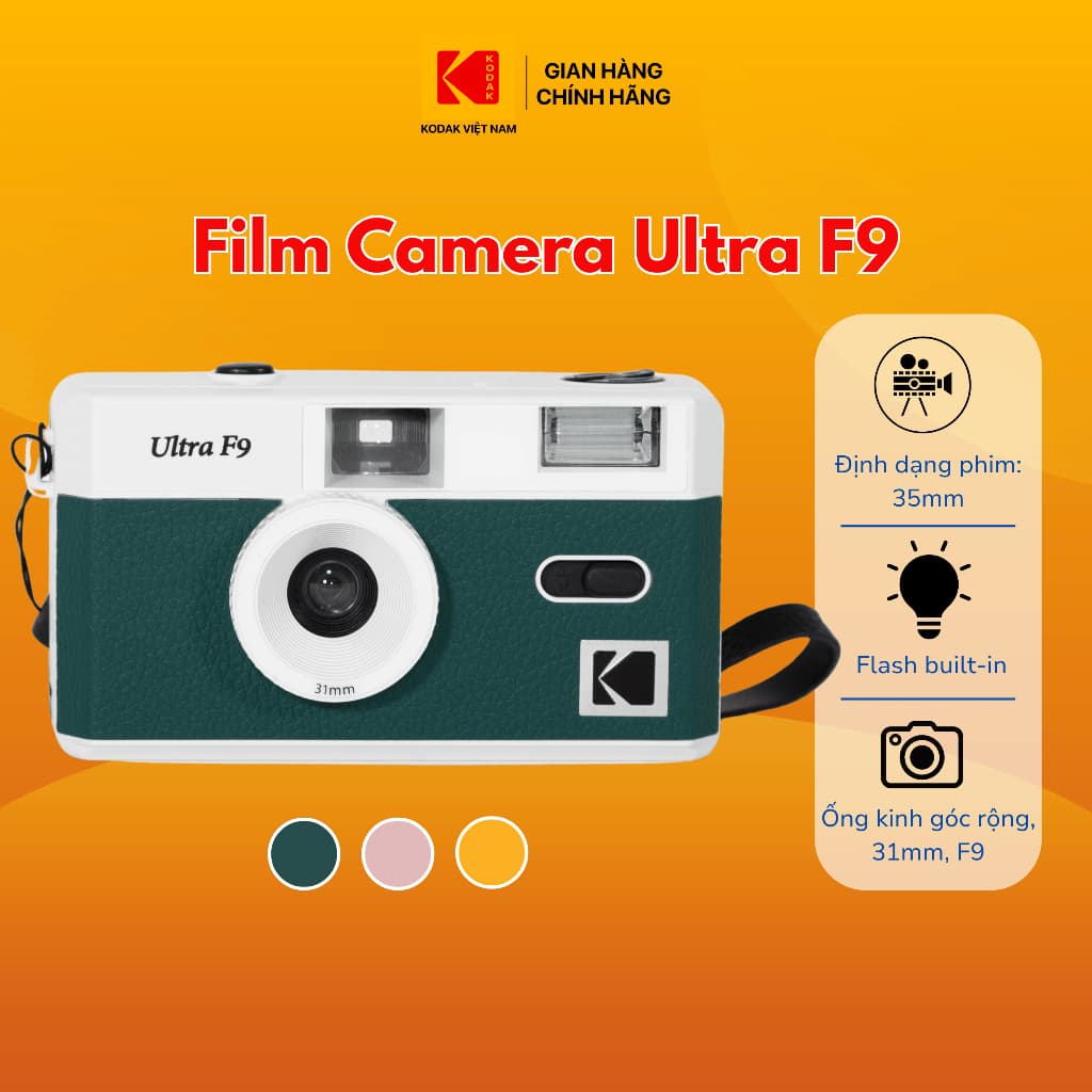 Máy Ảnh Film Camera Kodak Ultra F9 Bảo hành 12 tháng, Tích hợp Flash, Màu cổ điển