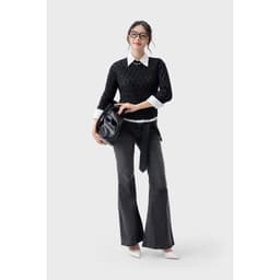 Quần jean nữ ống vảy GENVIET JEANS loe nhẹ vải denim cạp cao 2 cúc tôn dáng chân dài 9176 4