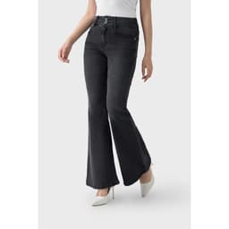 Quần jean nữ ống vảy GENVIET JEANS loe nhẹ vải denim cạp cao 2 cúc tôn dáng chân dài 9176 5