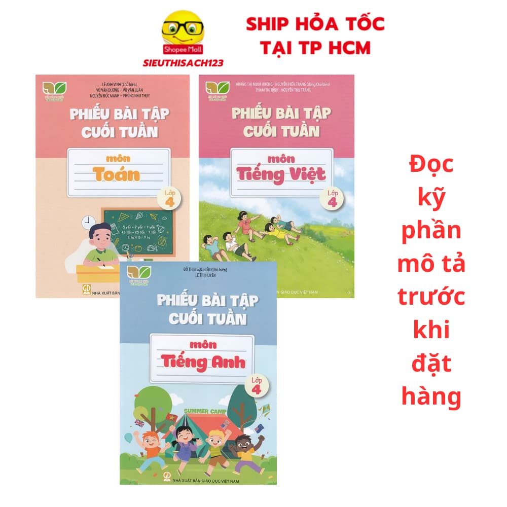 Sách - (Kết nối) Phiếu bài tập cuối tuần tiếng Anh, toán, tiếng Việt 4 - Combo/lẻ tùy chọn + bán kèm 1 tô màu 15k