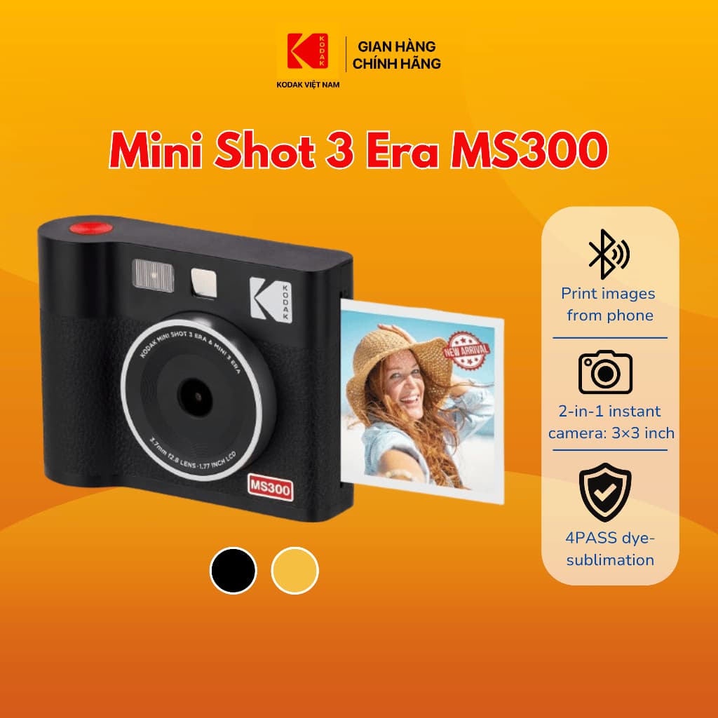 Máy Ảnh Chụp Lấy Ngay Kodak Mini Shot MS300, 3x3 inch, Bảo hành 12 tháng