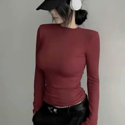 Áo Thun Dài Tay Ôm Body Nữ Siêu Co Giãn Thun Tăm Co Dãn 4 Chiều Lông Mịn Co Dãn JUSLEY A5 5
