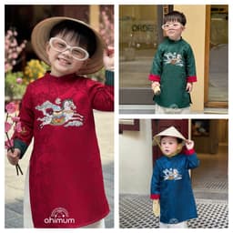 Áo dài bé trai hình ngựa - chất liệu gấm dệt cao cấp - đủ size cho bé 8 - 48 ký - mẫu mới 2026 5