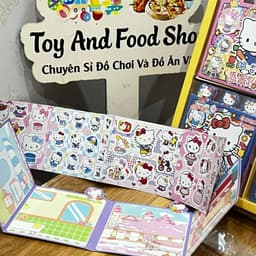 Khay 36 bộ nhãn dán tương tác Hello Kitty nhà, phòng tắm, ngủ…. siêu xinh cho bé 2