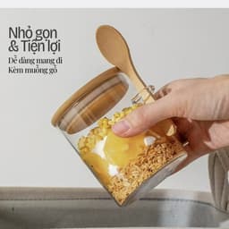 Lọ thủy tinh ngâm yến mạch qua đêm, Hũ thủy tinh nhà bếp bảo quản gia vị NHÀ NHỎ 6