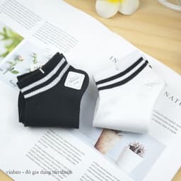 Tất Cổ Ngắn Kẻ Sọc Hàn Quốc -Set 10 đôi Tất nam nữ VINBEO 2