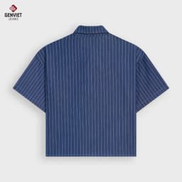 [ẨN] Sơ Mi Cộc Tay Nữ GENVIET JEANS Dáng Ôm Vừa Kẻ Sọc – 100% Cotton Thoáng Mát 9011 2