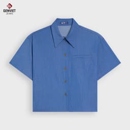 [ẨN] Sơ Mi Cộc Tay Nữ GENVIET JEANS Dáng Ôm Vừa Kẻ Sọc – 100% Cotton Thoáng Mát 9011 5