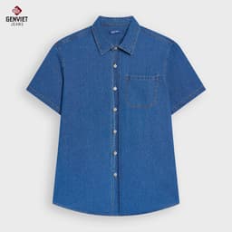 Áo Sơ Mi Cộc Tay Jeans Nam GENVIET JEANS Dáng Suông Vừa 9010 4