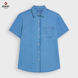 Áo Sơ Mi Cộc Tay Jeans Nam GENVIET JEANS Dáng Suông Vừa 9010 7