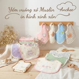 Yếm Vuông Anchee Cho Bé – Chất Xô Muslin Cao Cấp, Thấm Hút Tốt, In Hình Dễ Thương Cho Trẻ Sơ Sinh & Trẻ Nhỏ 2