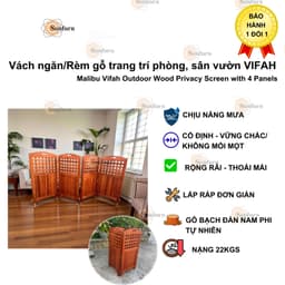 Bình Phong Gỗ Bạch Đàn Nam Phi Cao Cấp VIFAH - Vách Ngăn Trang Trí Phong Cách Trung Hoa (240x118cm) - Hàng Độc Bản 1-0-2 1