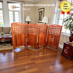 Bình Phong Gỗ Bạch Đàn Nam Phi Cao Cấp VIFAH - Vách Ngăn Trang Trí Phong Cách Trung Hoa (240x118cm) - Hàng Độc Bản 1-0-2 2