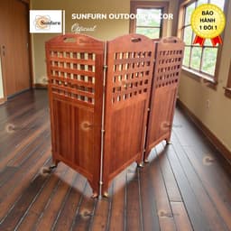 Bình Phong Gỗ Bạch Đàn Nam Phi Cao Cấp VIFAH - Vách Ngăn Trang Trí Phong Cách Trung Hoa (240x118cm) - Hàng Độc Bản 1-0-2 3