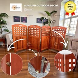 Bình Phong Gỗ Bạch Đàn Nam Phi Cao Cấp VIFAH - Vách Ngăn Trang Trí Phong Cách Trung Hoa (240x118cm) - Hàng Độc Bản 1-0-2 4