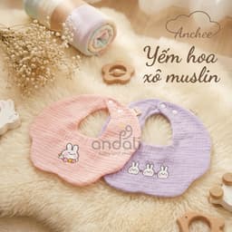 Set 2 Yếm Xô Muslin Anchee Cho Bé – Yếm cho bé dưới 2 tuổi Thoáng Khí, Mềm Mịn, Thấm Hút Tốt, Họa Tiết Dễ Thương 2