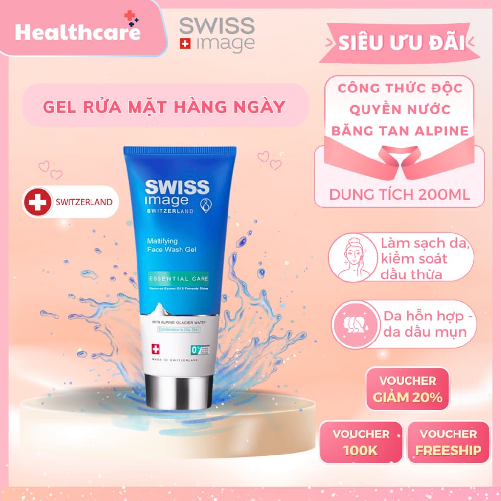 [ Chính Hãng ]GEL RỬA MẶT SWISS IMAGE MATTIFYING FACE WASH GEL 200ML  tiemcohaii
