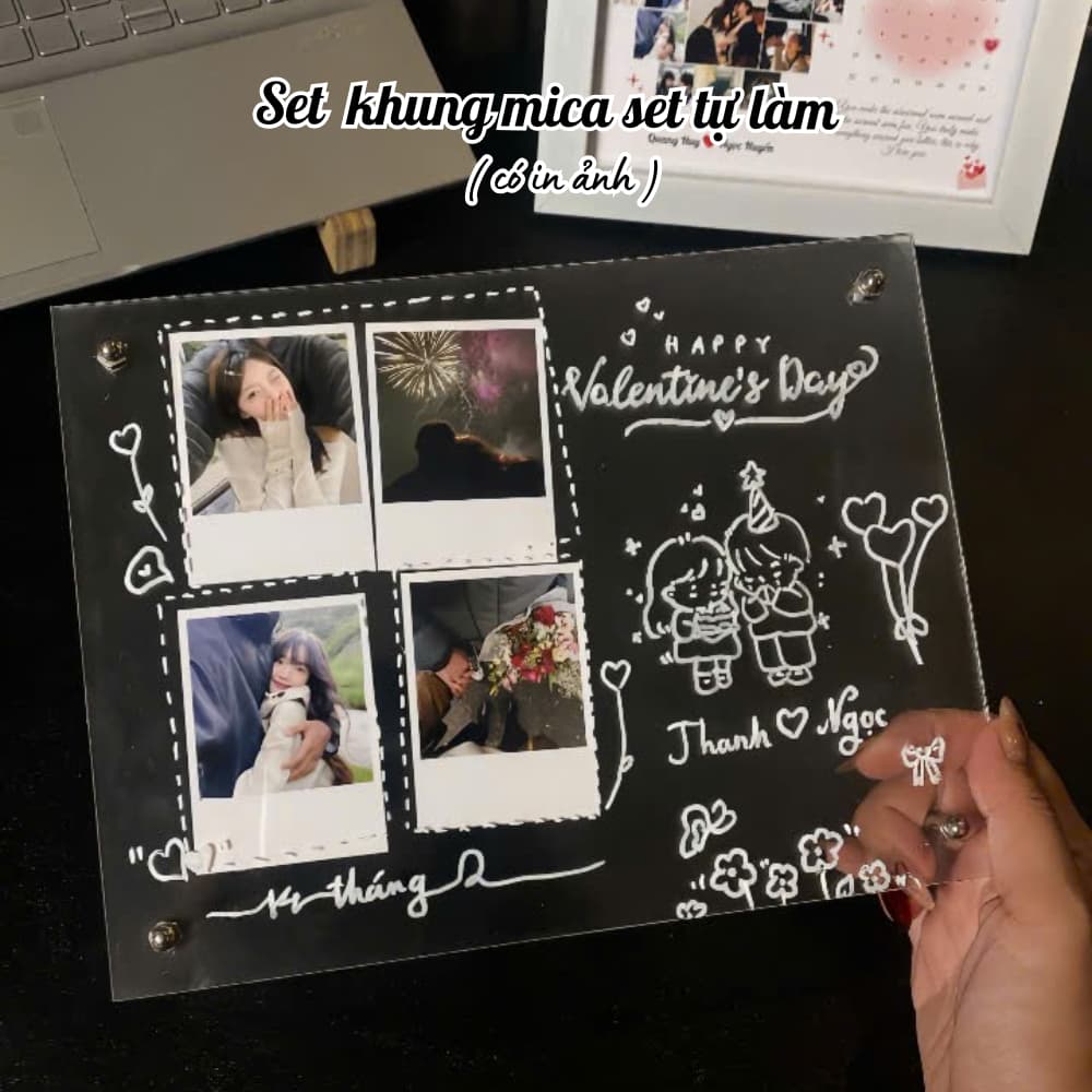 Khung ảnh Mica Trong Suốt, set quà tự làm tặng người yêu, bạn bè, khung ảnh làm theo yêu cầu