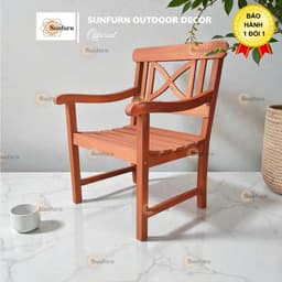 Ghế Đơn Sân Vườn SUNFURN Gỗ Tràm Solid - Ghế Bench 1 Chỗ Ngồi Ban công, Chống Mối Mọt, Thiết Kế Tối Giản Cho Quán Cafe 1